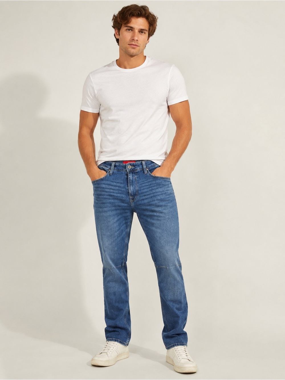 Guess Men’s Straight Jeans in Medium Blue Wash‎